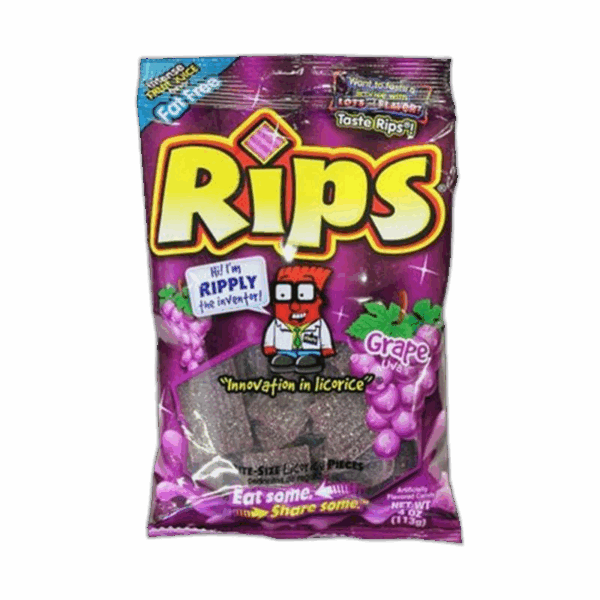Rips Bite-Size Licorice Pieces, Grape