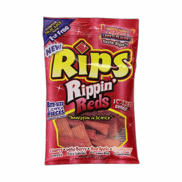 Rips Bite-Size Licorice Pieces, Rippin' Reds