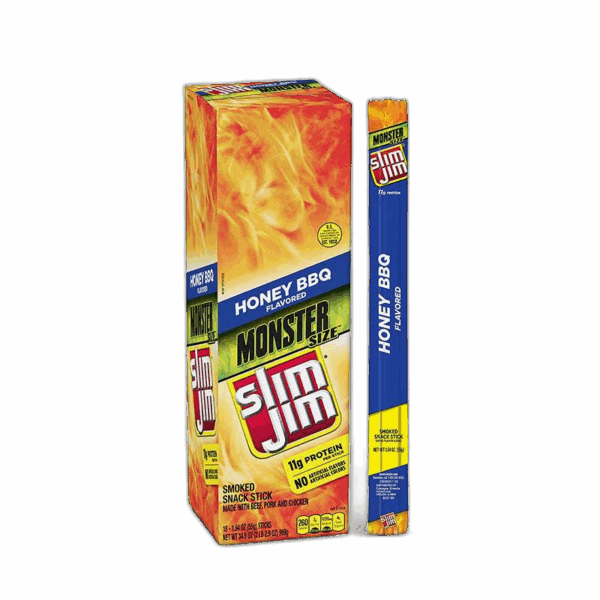 Slim Jim, Smoked Meat Sticks, Monster Size, Honey BBQ