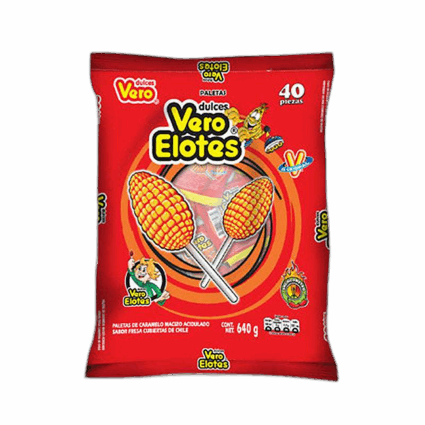 Vero Elotes Chili Lollipop, 560 g, 40 count (1 Pack)